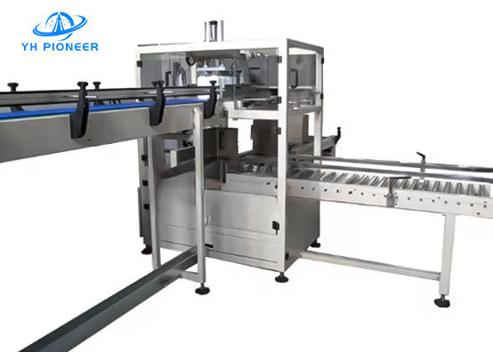 Buon prezzo Macchina di confezionamento di contenitori per bottiglie in acciaio inossidabile velocità regolabile 18-30 contenitori/min in linea