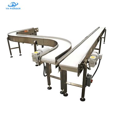 Buon prezzo Sistema di trasportatore di bottiglie in acciaio inossidabile resistente per carico di lavoro 1890N 500mm raggio minimo posteriore in linea