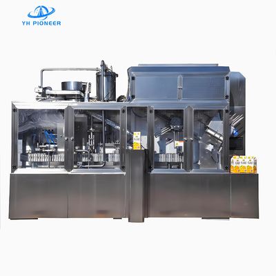 Buon prezzo Macchina di riempimento di cartoni in acciaio inox con materiale 304 316 per imballaggi igienici di succhi e compatto 3300mm lunghezza spazio progettazione ottimizzata in linea